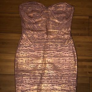 House of CB strapless bandage dress.